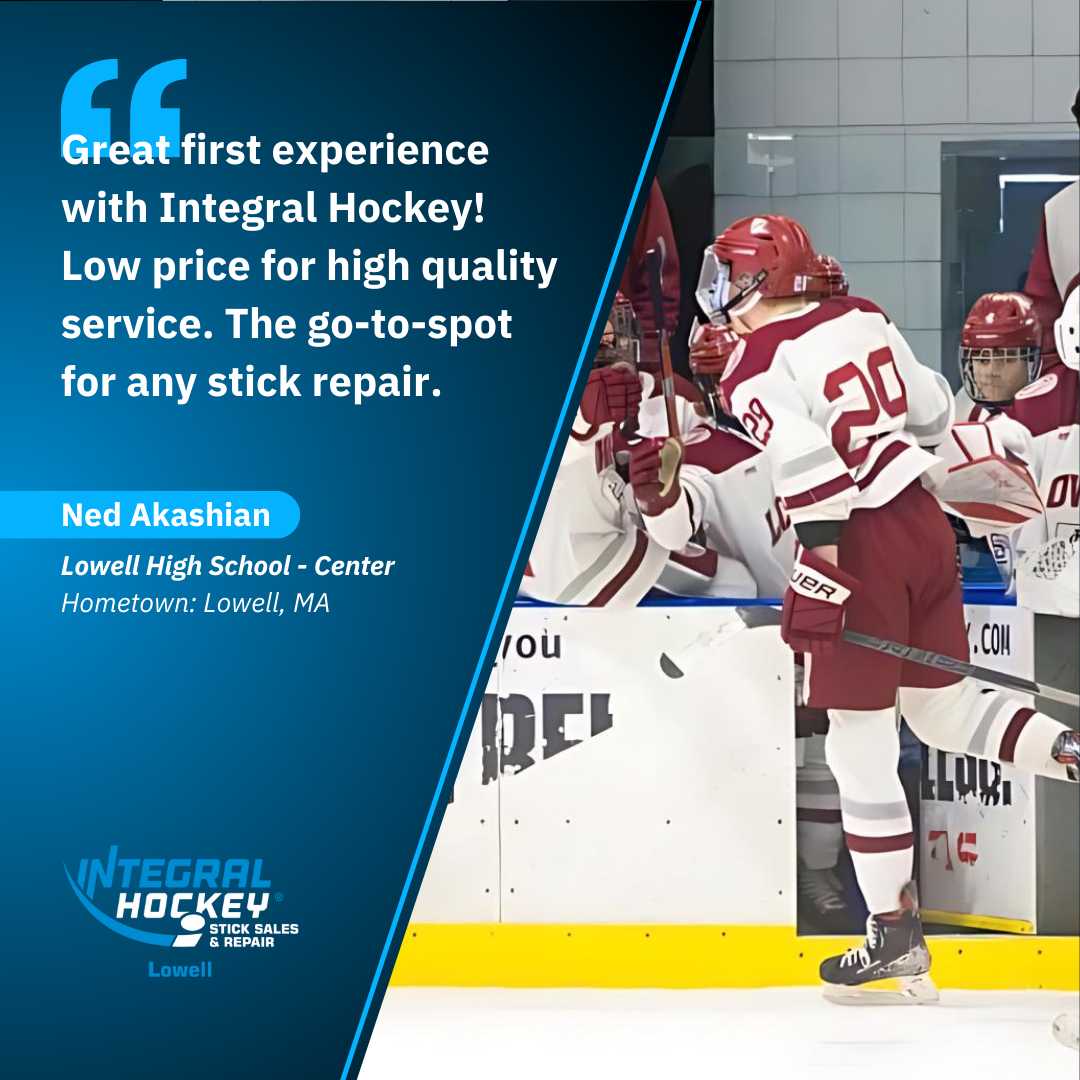 Great first experience with Integral Hockey. Low price for high quality service. The go-to spot for any stick repair. - Ned Akashian, Lowell High School Hockey